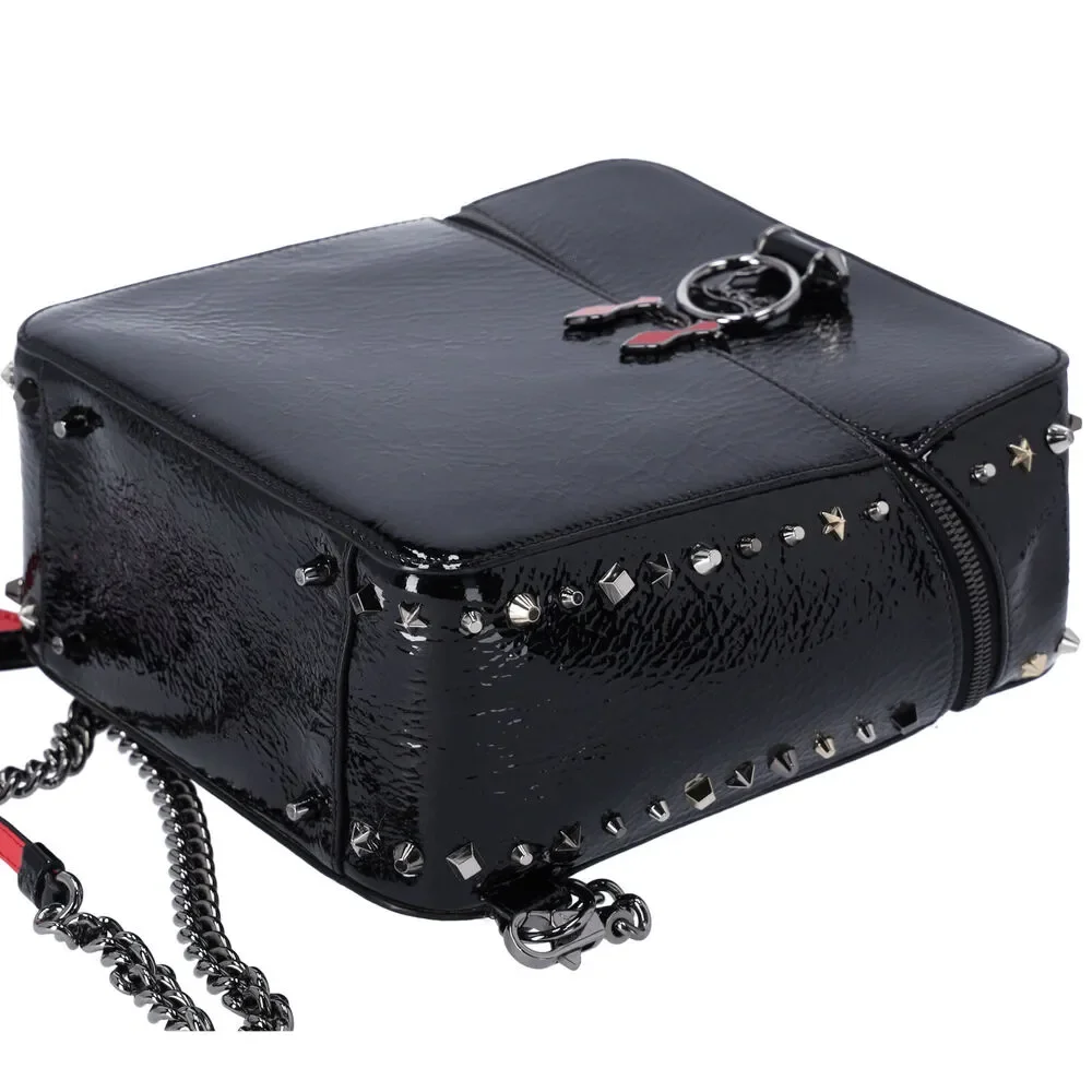 Christian Louboutin Textured Patent Calfskin Rubylou Backpack Black